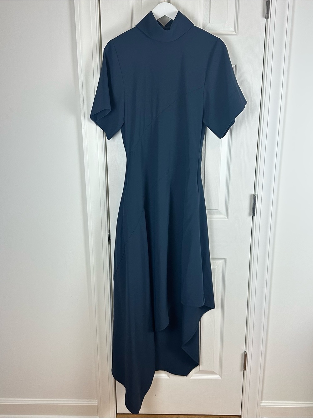 Goop Ren Asymmetric High-Neck Midi Dress
